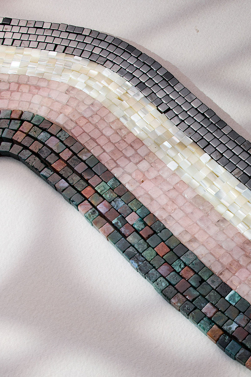 solid ground beaded gemstone necklace