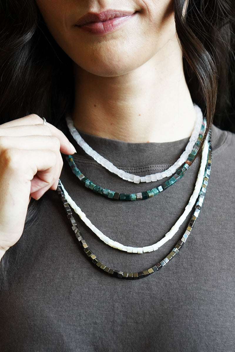 solid ground beaded gemstone necklace