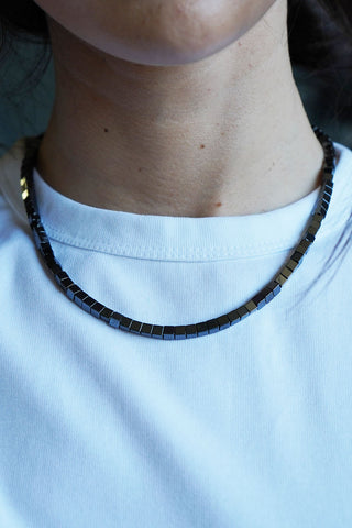 solid ground beaded gemstone necklace