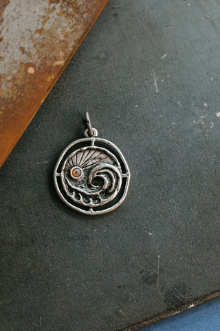 vintage silver sun and wave pendant
