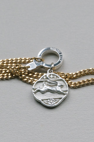 Men's Sterling Silver Down the Rabbit Hole Necklace with Cuff Keeper