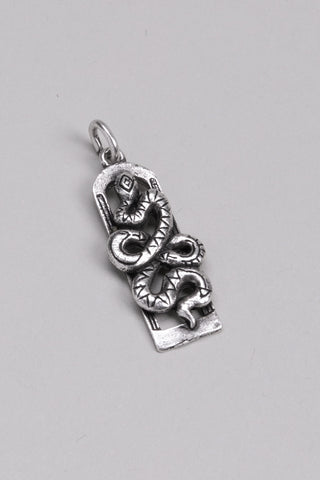 snake pendant charm vintage silver finish