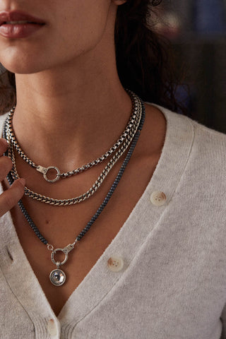 vintage silver glass crystal necklace pendant