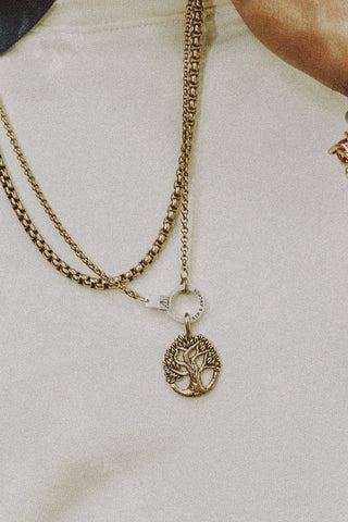 gold majestic oak tree necklace medallion