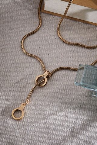 *BRASS* What Goes Around Comes Around Necklace with Double Cuff Keepers