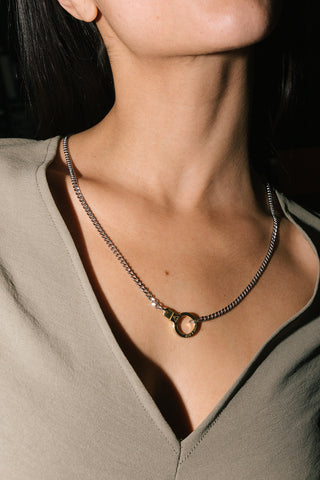 Stainless Steel Hit the Curb Necklace with Cuff Keeper