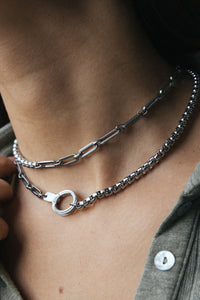 Stainless Steel Chain Reaction Necklace with Cuff Keeper