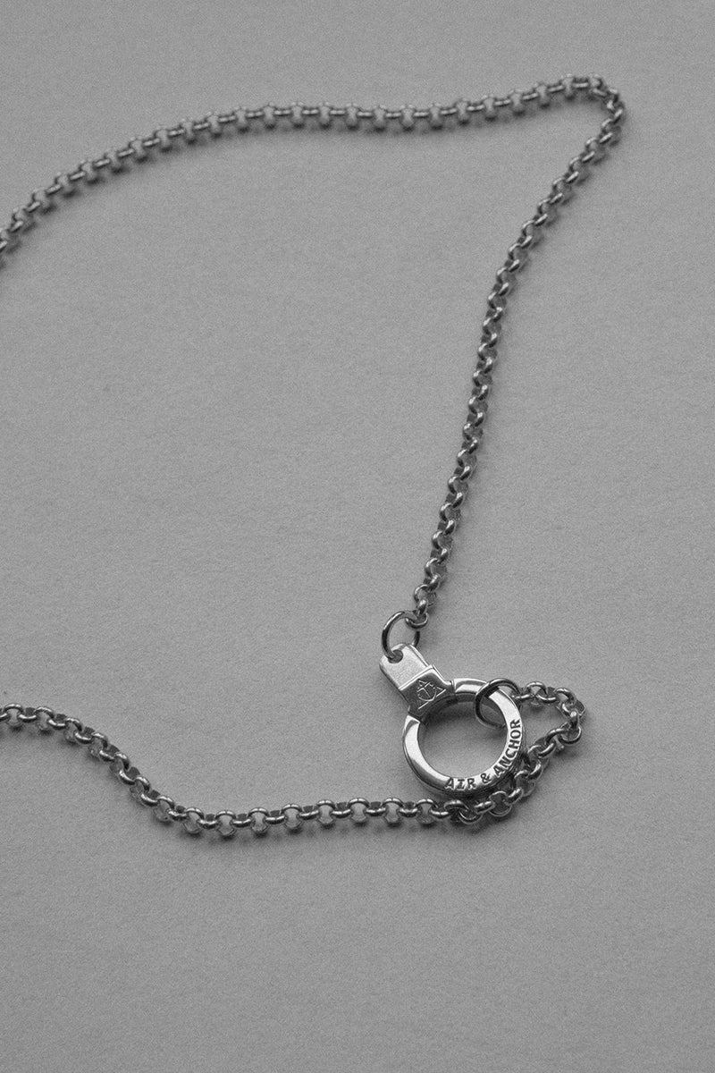 Stainless Steel Round Link Chain Necklace with Cuff Keeper