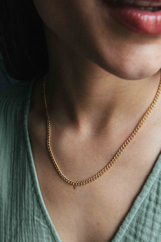 stainless steel gold curb chain necklace adjustable	