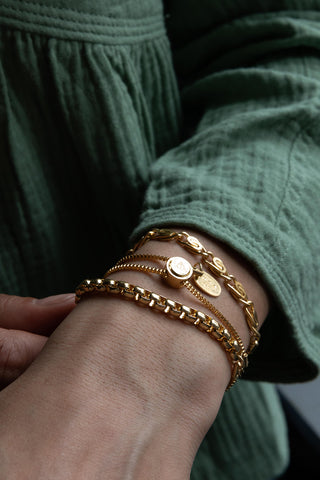 lightweight 14kt gold chain positivity bracelet