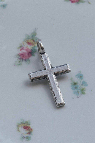 1.5" x .75" cross pendant vintage silver