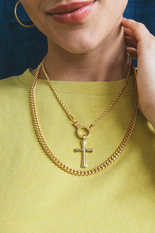 14kt gold vintage cross necklace charm