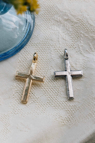 14kt gold and vintage silver cross pendant charms