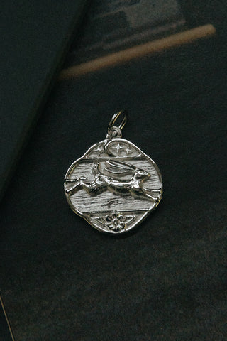 .925 sterling silver leaping hare pendant