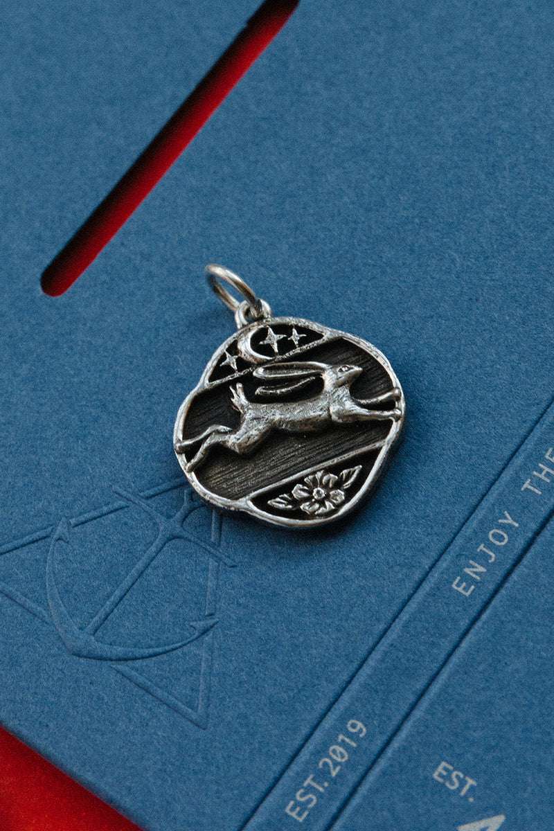 Sterling Silver Look and Leap Hare Pendant