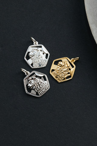 Sterling Silver Standing Proud Lion Pendant