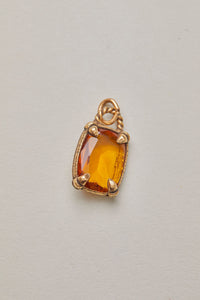 14kt gold honey crystal charm pendant