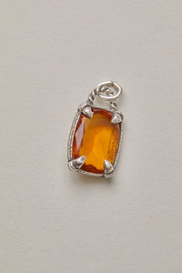 vintage silver honey crystal charm pendant