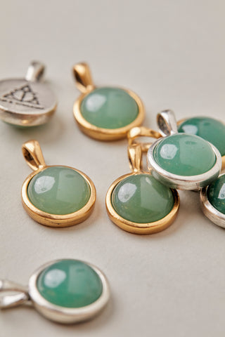 14kt gold green gemstone pendants