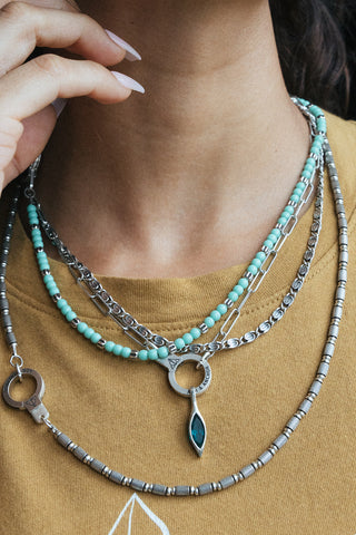 vintage silver blue zicorn crystal birthstone necklace charm	