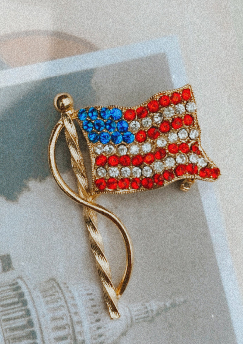 Stars & Stripes Vintage Crystal Pin