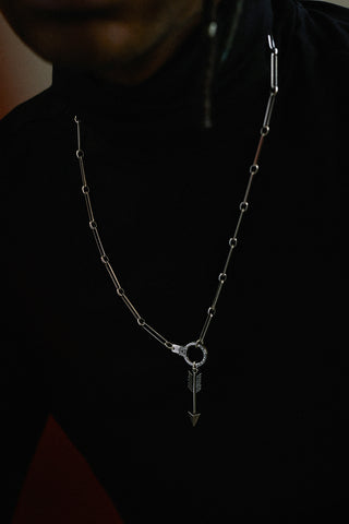 vintage silver paperclip arrow necklace pendant
