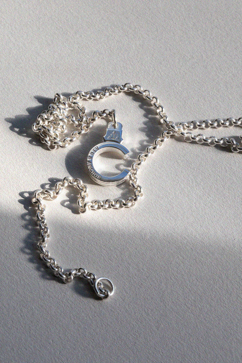 Sterling Silver Round Link Chain Necklace with Cuff Keeper