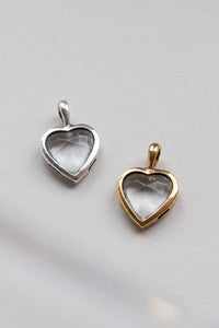 vintage silver and 14 karat gold crystal heart charms	