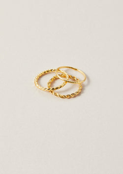 Three 18k gold plated sterling silver stackable rings in sizes 6 to 9