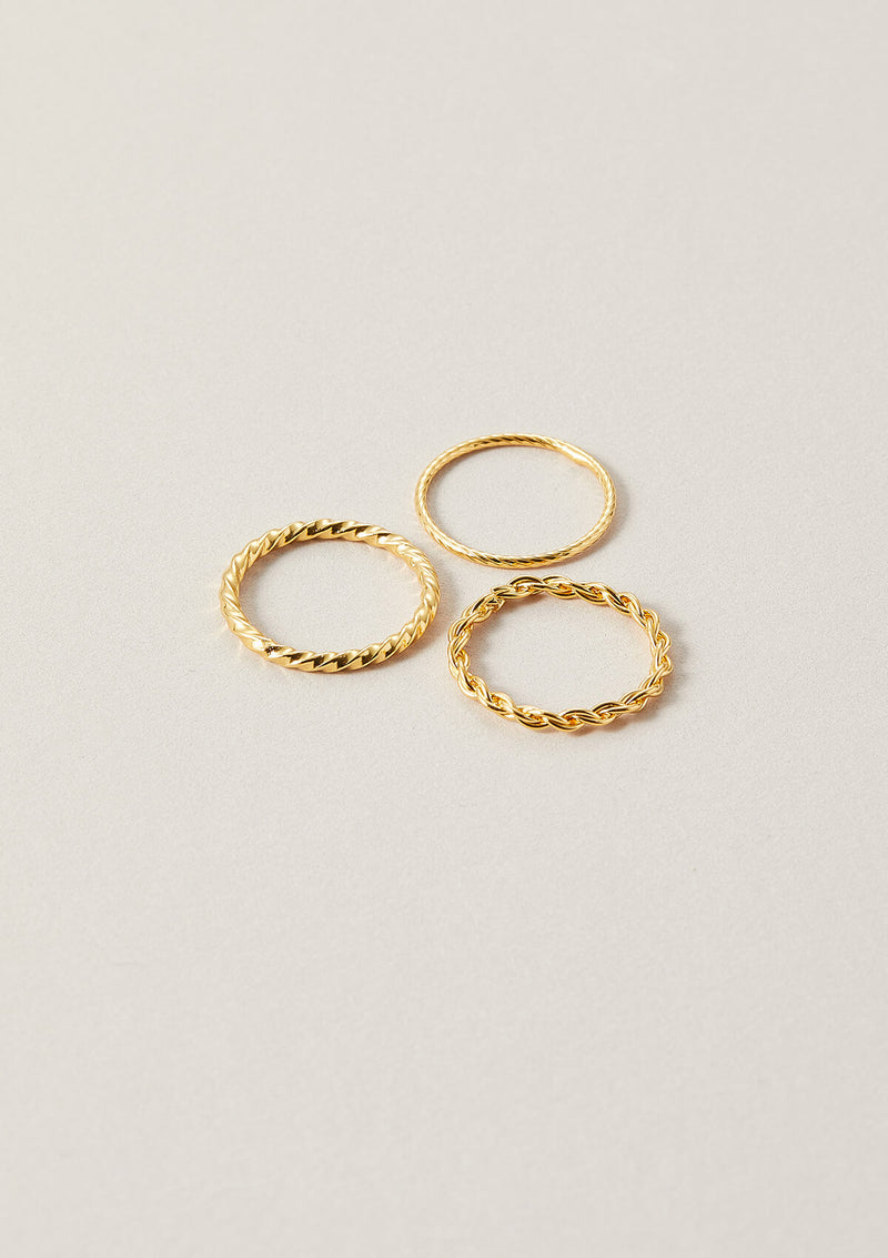 Stackable thin rings in 18k gold plated sterling silver